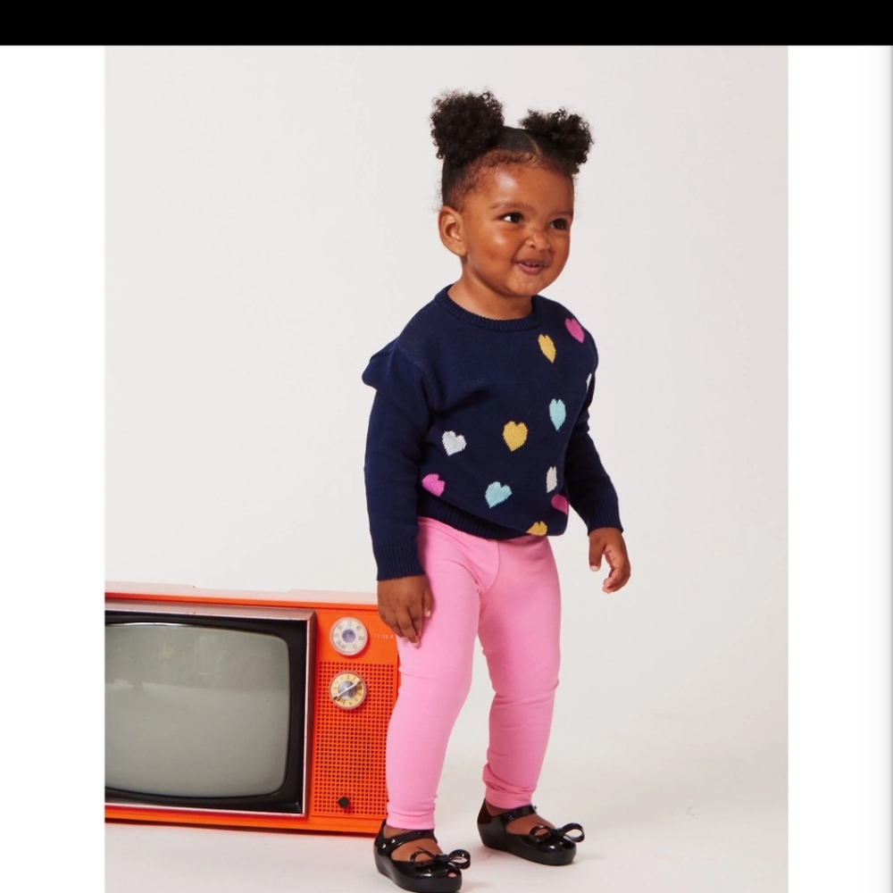 NWT Navy Heart Sweater and Pink Leggings Set By Andy And Evan 2T